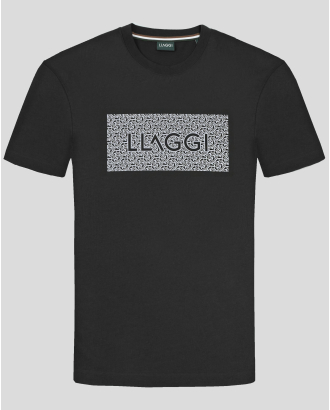 ЕЛАСТИЧНА ЧЕРНА ТЕНИСКА С РЕФЛЕКТОРЕН ЛОГО ПРИНТ