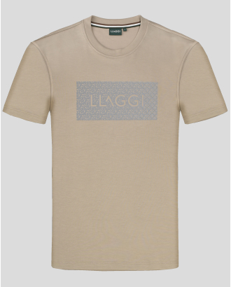 БЕЖОВА ТЕНИСКА С РЕФЛЕКТОРЕН ПРИНТ И ОБЛО ДЕКОЛТЕ