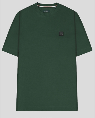 ЗЕЛЕНА ТЕНИСКА ОВЪРСАЙЗ С ОБЛО ДЕКОЛТЕ И ЛОГО ЕМБЛЕМА 