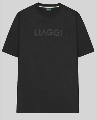 ЧЕРНА ОВЪРСАЙЗ ТЕНИСКА С БРОДЕРИЯ И ГУМИРАН ПРИНТ