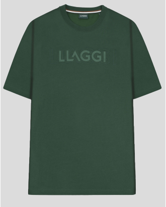 ЗЕЛЕНА ОВЪРСАЙЗ ТЕНИСКА С ОБЛО ДЕКОЛТЕ С БРОДЕРИЯ ЛОГО