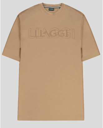 ПАМУЧНА ОВЪРСАЙЗ ТЕНИСКА С БРОДЕРИЯ ЛОГО В ЦВЯТ КАМЕЛ