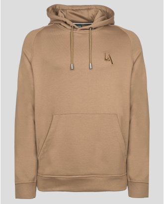 СУИТШЪРТ С КАЧУЛКА И БРОДЕРИЯ ЛОГО В ЦВЯТ КАМЕЛ