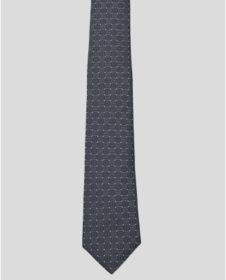 ЧЕРНА ВРАТОВРЪЗКА С ЖАКАРДОВ ДЕСЕН НА БЕЛИ ТОЧКИ