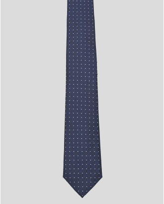 ЖАКАРДОВА ВРАТОВРЪЗКА НА БЕЛИ ТОЧКИ В ТЪМНОСИН ЦВЯТ