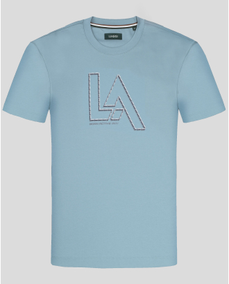  ТЕНИСКА ОТ 100% ПАМУК С ОБЛО ДЕКОЛТЕ В ЛЕДЕНО СИНЬО