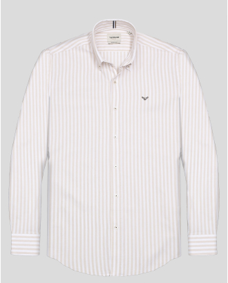 РИЗА ОТ 100% ПАМУК В ДВУЦВЕТНО РАЙЕ СВОБОДЕН СИЛУЕТ