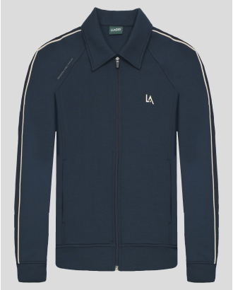 ТЪМНОСИН СУИТШЪРТ ОТ ПАМУК И МОДАЛ С ЯКА И БРОДЕРИЯ ЛОГО