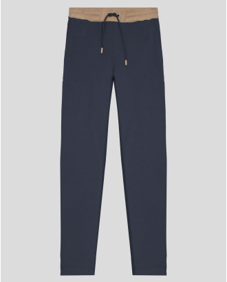 ТЪМНОСИНЬО СПОРТНО ДОЛНИЩЕ С КОЖЕНА ЛОГО ЕМБЛЕМА 