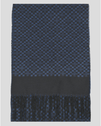 ДВУЦВЕТЕН ШАЛ НА СИТНИ КВАДРАТИ В СИНЬО И ЧЕРНО 