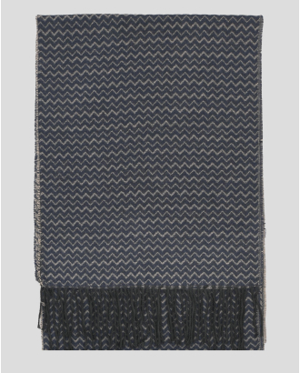 ДВУЛИЦЕВ МЕК  ШАЛ С РЕСНИ В ТЪМНОСИНЬО И БЕЖОВО 