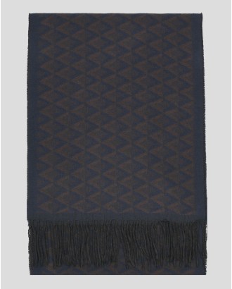 ДВУЦВЕТЕН ШАЛ НА ТРИЪГЪЛНИЦИ В ТЪМНОСИНЬО И КАФЯВО