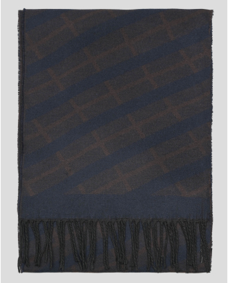 МЕК ТЪМНОСИН ШАЛ С ДИАГОНАЛНИ ЛИНИИ В КАФЯВ МЕЛАНЖ