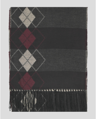 ТРИЦВЕТЕН ШАЛ НА РОМБОВЕ С ДВЕ ЛИЦА 