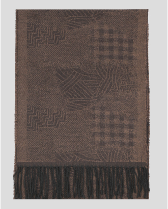 ТЪМНОКАФЯВ ФИГУРАЛЕН  ШАЛ С РЕСНИ 