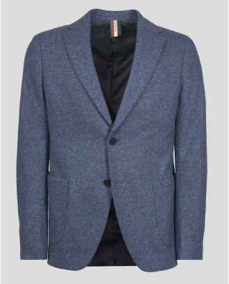 СИН БЛЕЙЗЪР С ВИСОКО СЪДЪРЖАНИЕ НА ФИНА ВЪЛНА 