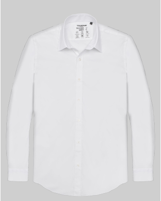 БЯЛА ЕЛАСТИЧНА РИЗА СИЛНО ВТАЛЕН СИЛУЕТ