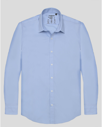 СВЕТЛО СИНЯ РИЗА С ЕЛАСТАН СИЛНО ВТАЛЕН СИЛУЕТ