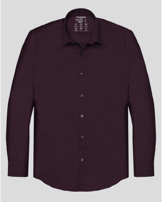 ВТАЛЕНА КЛАСИЧЕСКА РИЗА С ЕЛАСТАН В ЦВЯТ БОРДО