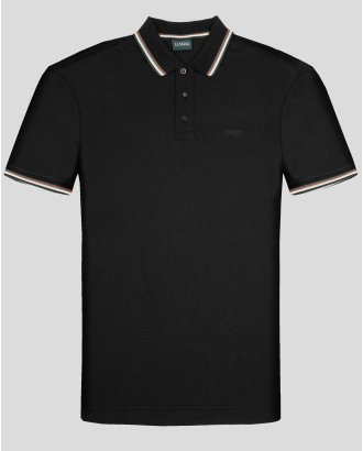 ЧЕРНА ПАМУЧНА ТЕНИСКА С КОНТРАСТНА ЯКА И ЛОГО