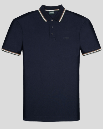 ТЪМНОСИНЯ ТЕНИСКА С КОНТРАСТНА ПОЛО ЯКА И ЕЛАСТАН