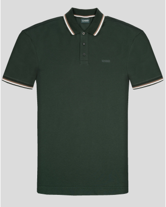 ЗЕЛЕНА ТЕНИСКА С КОНТРАСТНА ПОЛО ЯКА И ЛОГО ЕМБЛЕМА