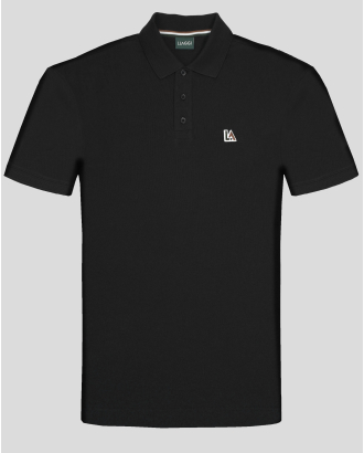 ЧЕРНА ТЕНИСКА С ЯКА И КОНТРАСТНА ЛОГО ЕМБЛЕМА