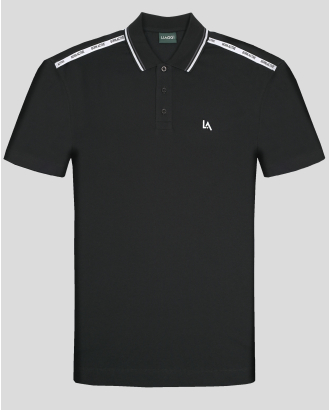 ЧЕРНА ПАМУЧНА ТЕНИСКА С КОНТРАСТНА БРОДЕРИЯ ЛОГО