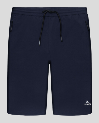 ТЪМНОСИНИ СПОРТНИ ШОРТИ С ВРЪЗКИ И РЕФЛЕКТЕН ЛОГО ПРИНТ