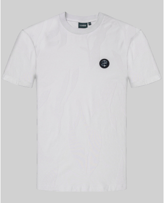 СВЕТЛОСИВА РЕЛЕФНА ТЕНИСКА С ГУМЕН БАДЖ И ЕЛАСТАН