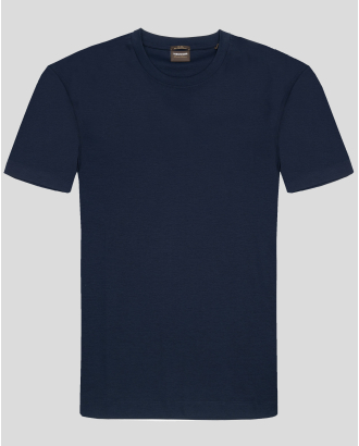 ТЕНИСКА ОТ МЕРСЕРИЗИРАН ПАМУК С ЛОГО ПРИНТ В ТЪМНОСИН ЦВЯТ