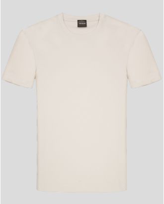 БЕЖОВА ТЕНИСКА ОТ МЕРСЕРИЗИРАН ПАМУК С ЛОГО ПРИНТ