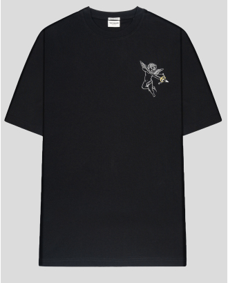 ЧЕРНА ОВЪРСАЙЗ ТЕНИСКА С КОНТРАСТЕН ПРИНТ ОТ SUPIMA ПАМУК