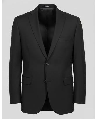 ЧЕРНО КЛАСИЧЕСКО ВТАЛЕНО САКО ОТ ФИНА ВЪЛНА С ЕЛАСТАН /ЧАСТ ОТ КОСТЮМ/