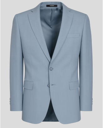 СВЕТЛОСИНЬО САКО В СИТНА СТРУКТУРА СИЛНО ВТАЛЕН СИЛУЕТ/ЧАСТ ОТ КОСТЮМ/