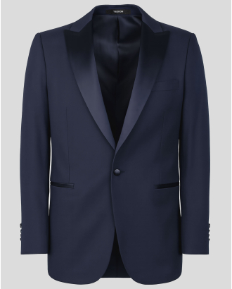 ТЪМНОСИНЬО ЦЕРЕМОНИАЛНО САКО С ОСТЪР САТЕНИРАН РЕВЕР /ЧАСТ ОТ КОСТЮМ/