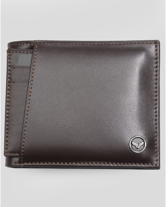 ТЪМНОКАФЯВ ПОРТФЕЙЛ ОТ 100% ЕСТЕСТВЕНА КОЖА С ВЪНШЕН ВИЗИТНИК 