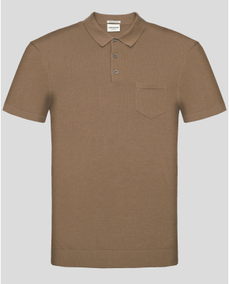 ТЕНИСКА ПЛЕТИВО С ПОЛО ЯКА В ЦВЯТ КАМЕЛ