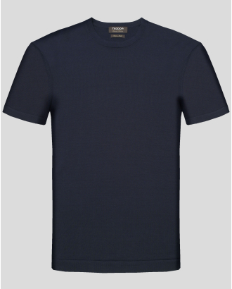 ТЪМНОСИНЯ ТЕНИСКА ПЛЕТИВО ОТ ПАМУК С КОПРИНА 