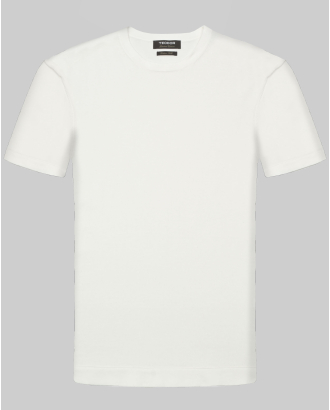 БЯЛА ТЕНИСКА ПЛЕТИВО С ОБЛО ДЕКОЛТЕ ОТ ПАМУК С КОПРИНА