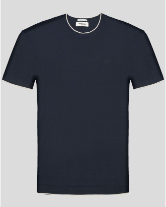 ТЕНИСКА ПЛЕТИВО ОТ PREMIUM ПАМУК С БРОДЕРИЯ ЛОГО В ЦВЯТ ДЕНИМ СИН