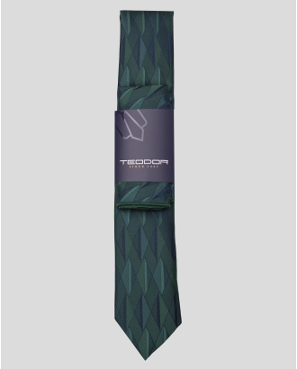 ЗЕЛЕН КОМПЛЕКТ ВРАТОВРЪЗКА И КЪРПА В ДЕСЕН НА РОМБОВЕ