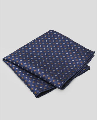 ТЪМНОСИНЯ СТРУКТУРНА КЪРПИЧКА ЗА САКО С КОНТРАСТЕН ФИГУРАЛЕН ДЕСЕН