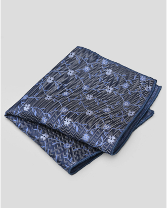 ТЪМНОСИНЯ СТРУКТУРНА КЪРПИЧКА ЗА САКО С КОНТРАСТНИ ЦВЕТЯ