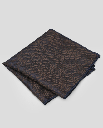 ЖАКАРДОВА КЪРПИЧКА ЗА САКО НА ЦВЕТЯ В КАФЯВО И ТЪМНОСИНЬО