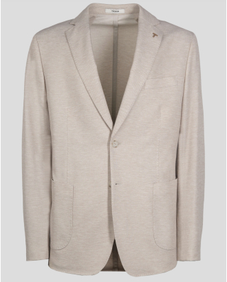 БЕЖОВО САКО МЕЛАНЖ В СИТНА СТРУКТУРА ВТАЛЕН СИЛУЕТ