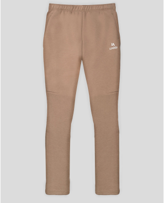 СПОРТЕН ПАНТАЛОН С ОФОРМЯЩИ ШЕВОВЕ И ЛОГО ПРИНТ В ЦВЯТ КАМЕЛ
