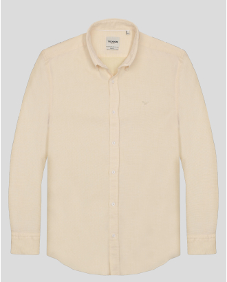 ЖЪЛТА СТРУКТУРНА РИЗА ОТ 100% ПАМУК ВТАЛЕН СИЛУЕТ