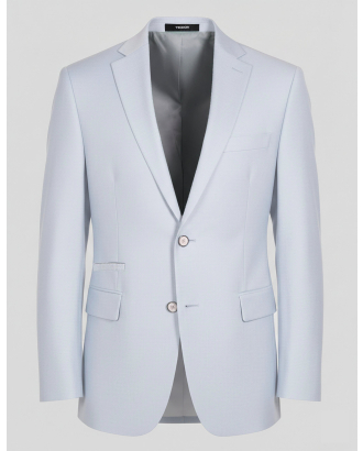 СВЕТЛОСИНЬО КЛАСИЧЕСКО САКО ОТ ФИНА ВЪЛНА С ЕЛАСТАН /ЧАСТ ОТ КОСТЮМ/