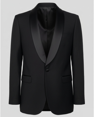 ЧЕРНО ЦЕРЕМОНИАЛНО САКО СЪС САТЕНИРАНА ШАЛ ЯКА/ЧАСТ ОТ КОСТЮМ/